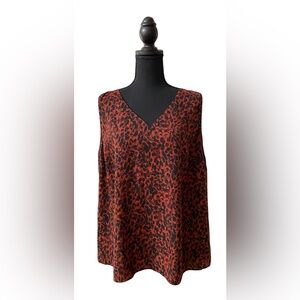 Nine West: V Neck Women's Burnt Brown and Black Sleeveless Top